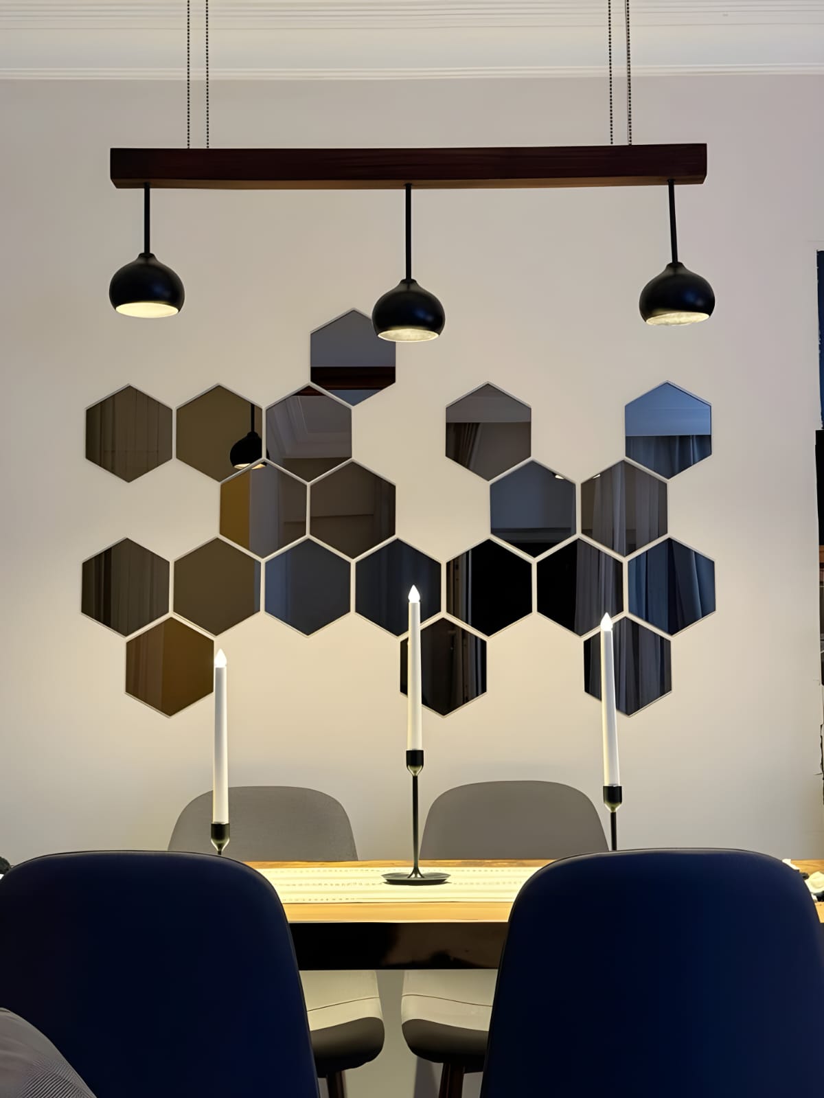Acrylic Hexagon Wall Decor Mirror (Golden).