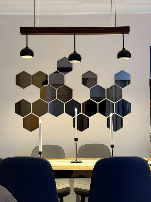 Acrylic Hexagon Wall Decor Mirror (Golden).