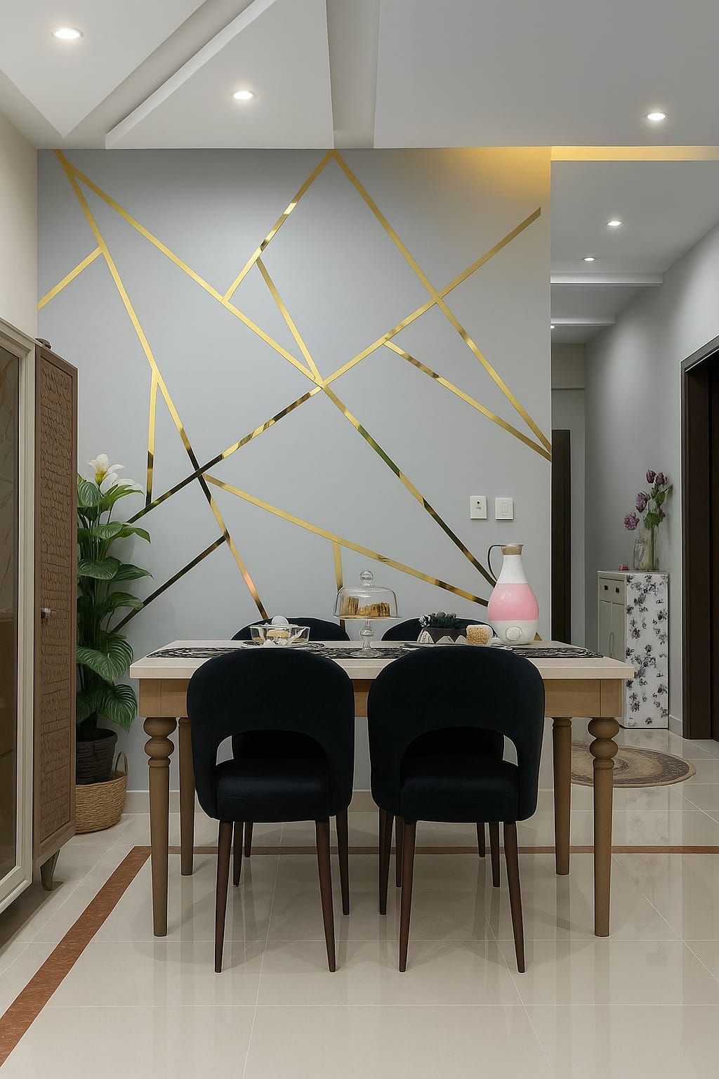 Acrylic Strips 8 Feet Long Bundle for Wall Decor (Golden Finish).